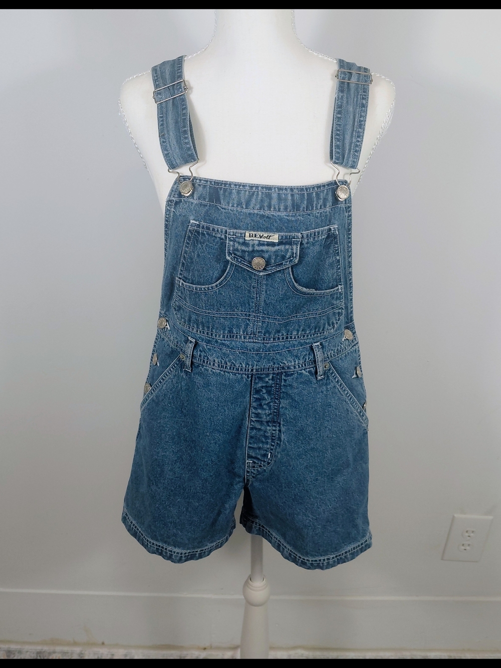 Lee Women's Blue Denim Short Overalls Romper
